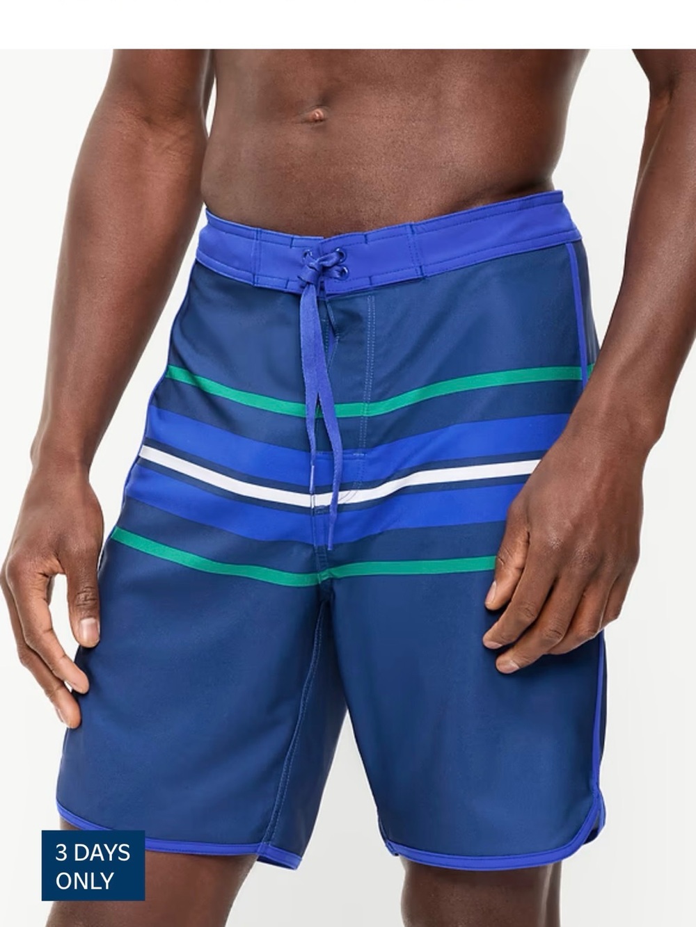Old Navy Men's Navy Blue Stripe Swim Board Shorts - 8 in. inseam